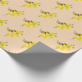 Cartoon Biene und gelbe Blumen Puppycat Cardamon Geschenkpapier (Ecke)
