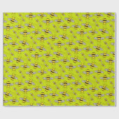 Cartoon Bienen auf Bienenstock Niedlich Geschenkpapier (Flach)