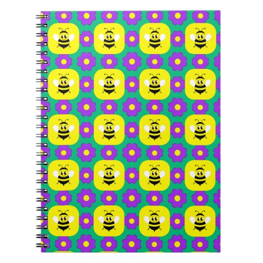 Cartoon Bienen und Blume Notizblock (Vorderseite)