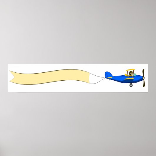 Cartoon-Biplane mit Leerbanner Poster (Vorne)