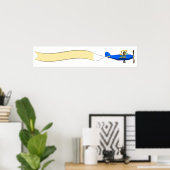 Cartoon-Biplane mit Leerbanner Poster (Heimbüro)