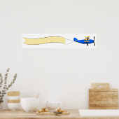 Cartoon-Biplane mit Leerbanner Poster (Küche)