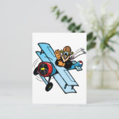 Cartoon Biplane Postkarte (Stehend Vorderseite)