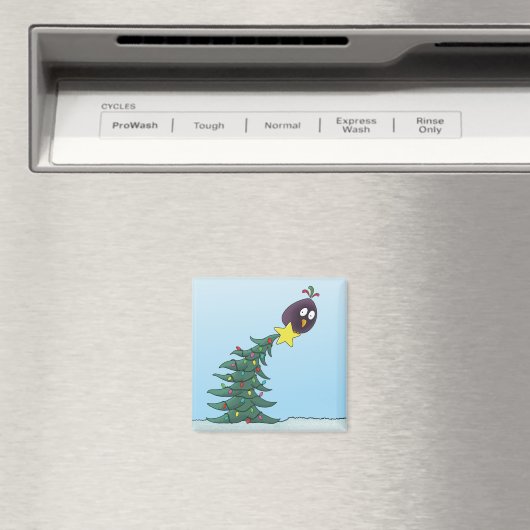 Cartoon Bird Christmas Tree Star Magnet (In Situ (Geschirrspüler))