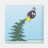 Cartoon Bird Christmas Tree Star Magnet (Vorne)