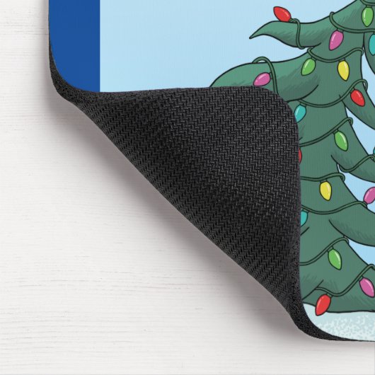 Cartoon Bird Christmas Tree Star Mousepad (Ecke)