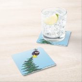 Cartoon Bird Christmas Tree Star Rechteckiger Pappuntersetzer (Vor Ort)