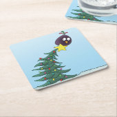 Cartoon Bird Christmas Tree Star Rechteckiger Pappuntersetzer (angewinkelt)