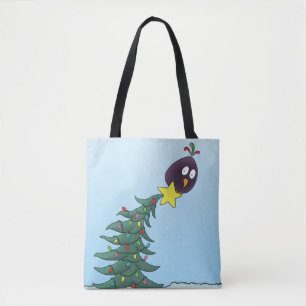 Cartoon Bird Christmas Tree Star Tasche