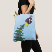 Cartoon Bird Christmas Tree Star Tasche (Von Nahem)