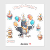 Cartoon Bird - Happy Birthday Personalisiert Aufkleber (Blatt)