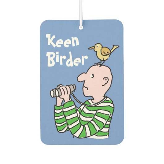 Cartoon Bird Watcher & Bird Autolufterfrischer (Vorderseite)