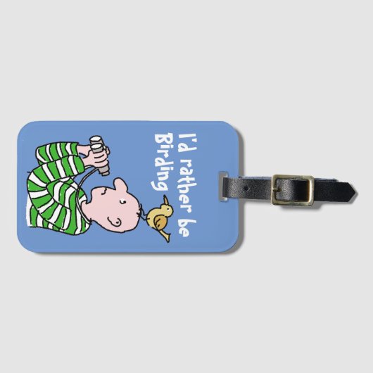 Cartoon Bird Watcher & Bird Gepäckanhänger (Vorderseite (Horizontal))