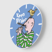 Cartoon Bird Watcher & Bird Große Wanduhr (Winkel)