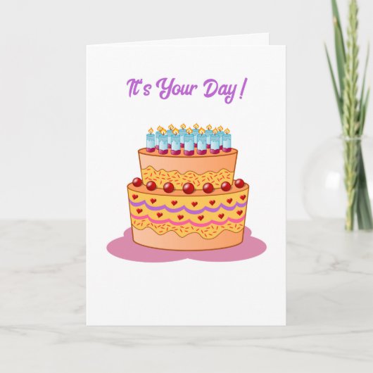 Cartoon Birthday Cake Birthday Karte (Vorderseite)