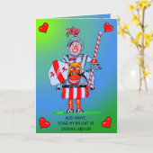 Cartoon birthday card knight inb shining armor karte (Gelbe Blume)