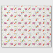 Cartoon Birthday Celebration Wrapping Paper Geschenkpapier (Flach)