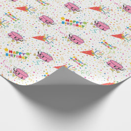 Cartoon Birthday Celebration Wrapping Paper Geschenkpapier