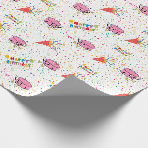 Cartoon Birthday Celebration Wrapping Paper Geschenkpapier
