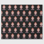 Cartoon Birthday Girl mit Big Eyes Geschenkpapier (Flach)