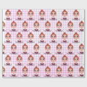 Cartoon Birthday Girl mit Big Eyes Geschenkpapier (Flach)