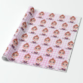 Cartoon Birthday Girl mit Big Eyes Geschenkpapier (Ungerollt)