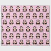 Cartoon Birthday Girl mit Kopfhörern Geschenkpapier (Flach)