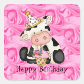 Cartoon Birthday Kuh Party Sticker (Vorderseite)