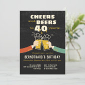 Cartoon bis 40 Jahre Retro Einladung (Stehend Vorderseite)