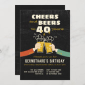 Cartoon bis 40 Jahre Retro Einladung (Vorne/Hinten)