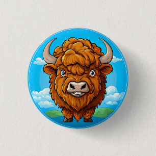 🦬 Cartoon-Bison-Anstecknadel Für Wildlife-Fans Lu Button