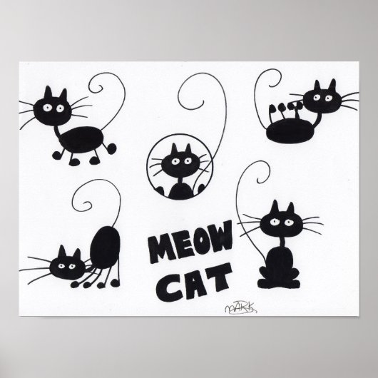 Cartoon Black Cat - Plakat (Vorne)