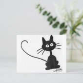 Cartoon Black Cat Postkarte (Stehend Vorderseite)