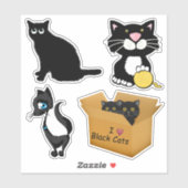 Cartoon Black Cats Aufkleber (Blatt)