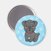 Cartoon Black Mops Magnet (Vorderseite/Rückseite)