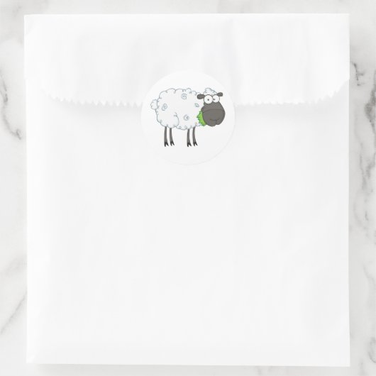 Cartoon Black Sheep Runder Aufkleber (Tasche)