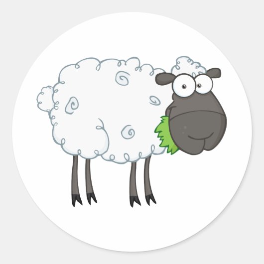 Cartoon Black Sheep Runder Aufkleber (Vorderseite)