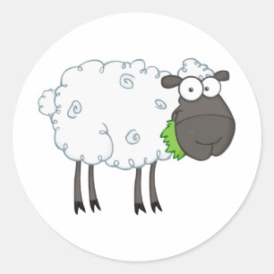 Cartoon Black Sheep Runder Aufkleber