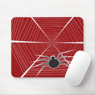 Cartoon Black Spider & Web Spooky Spaß Halloween Mousepad