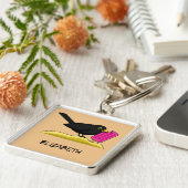 Cartoon Blackbird Eating Ice Creme | Name hinzufüg Schlüsselanhänger (Seite)