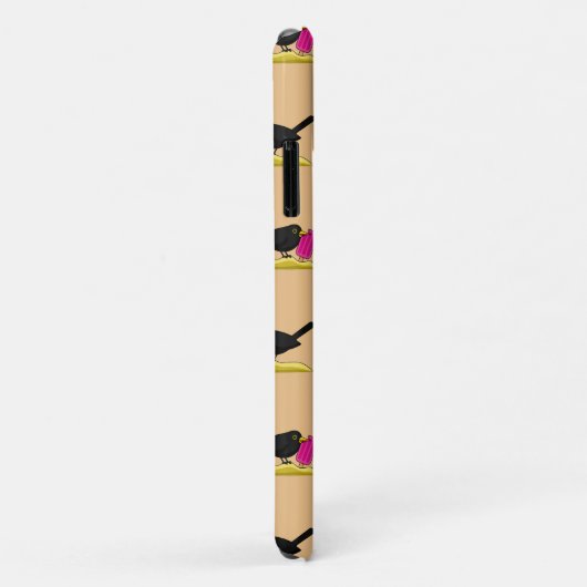 Cartoon Blackbird isst ein Eiscrememuster Case-Mate iPhone Hülle (Hinten/Rechts)