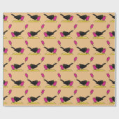 Cartoon Blackbird isst ein Eiscrememuster Geschenkpapier (Flach)