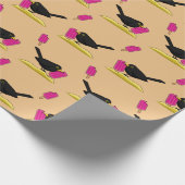Cartoon Blackbird isst ein Eiscrememuster Geschenkpapier (Ecke)