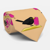 Cartoon Blackbird isst ein Eiscrememuster Krawatte (Gerollt)