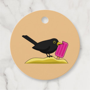 Cartoon Blackbird isst eine Eiscreme Geschenkanhänger