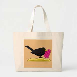 Cartoon Blackbird isst eine Eiscreme Jumbo Stoffbeutel