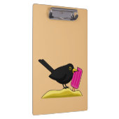 Cartoon Blackbird isst eine Eiscreme Klemmbrett (Rechts)