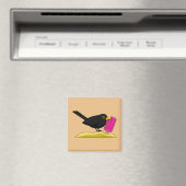 Cartoon Blackbird isst eine Eiscreme Magnet (In Situ (Geschirrspüler))