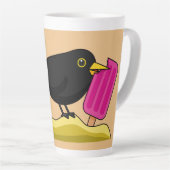 Cartoon Blackbird isst eine Eiscreme Milchtasse (Rechte Ecke)