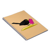 Cartoon Blackbird isst eine Eiscreme Notizblock (Rechte Seite)